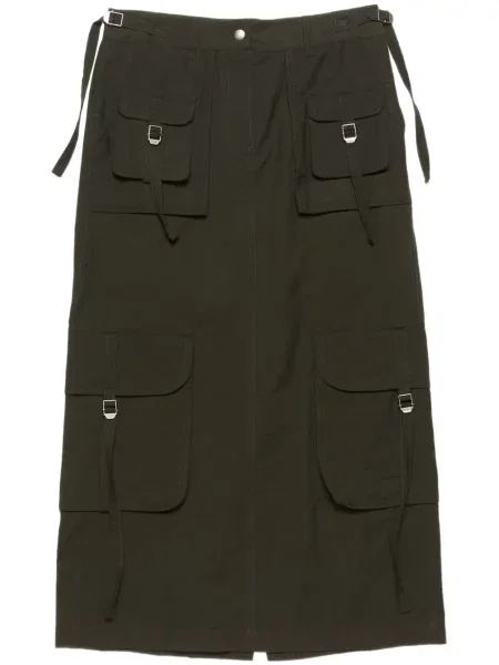 Fustă midi Acne Studios până la genunchi gri