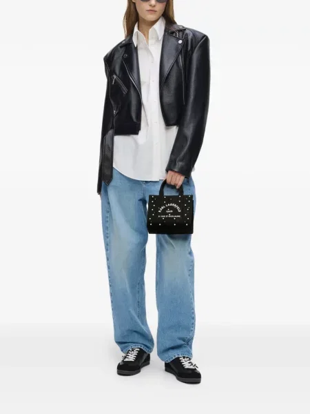 Geantă shopper Karl Lagerfeld cu perle negru