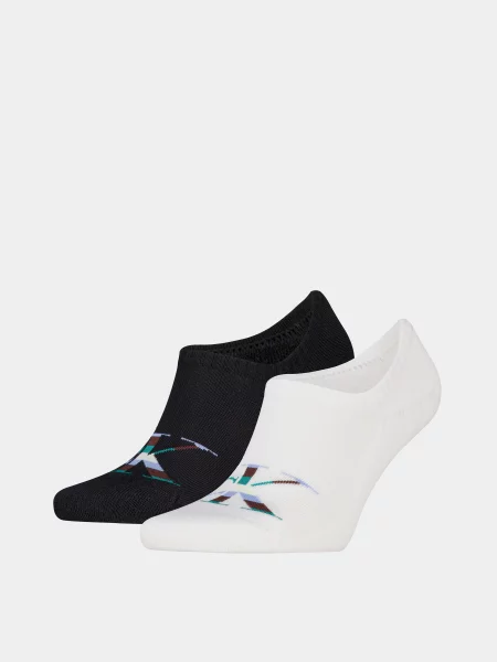 Calvin Klein FOOTIE HIGH CUT 2P MONOGR Набір шкарпеток Білий/чорний Бавовна/поліестер білі