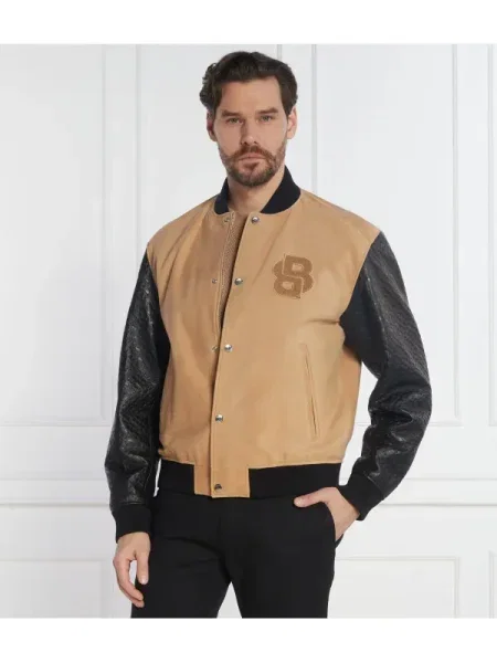 BOSS BLACK De piele geacă bomber Moniro negru