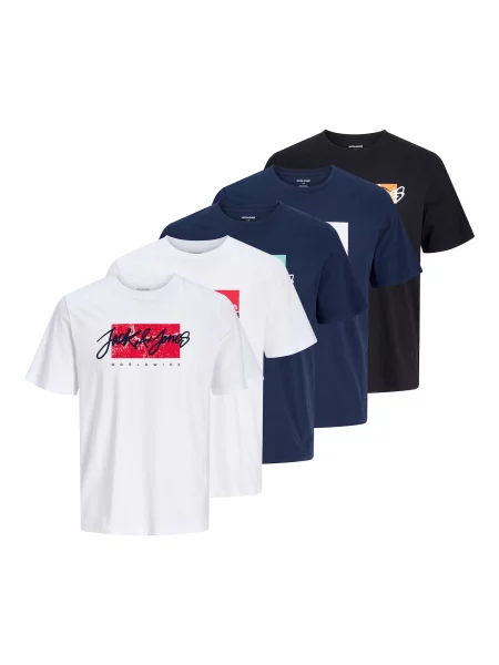 JACK & JONES Tricou JJTiley JJNolan bleumarin / roșu / negru alb