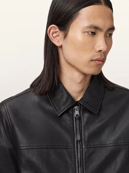 Кожаная куртка Allsaints черная