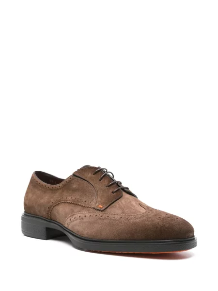Pantofi derby Santoni din piele maro