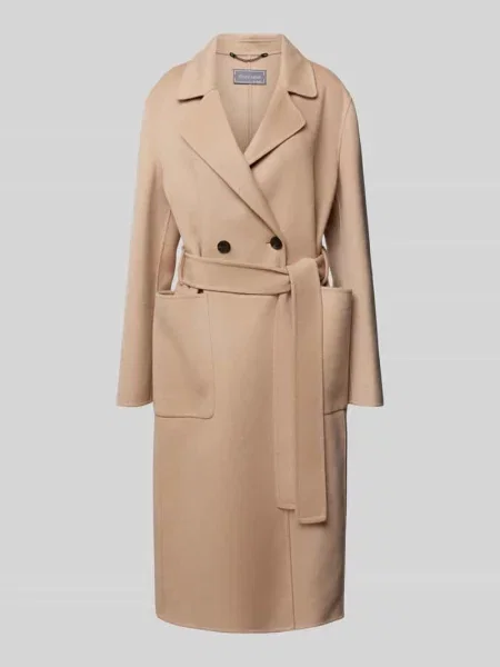 Płaszcz z żywej wełny z wiązanym White Label