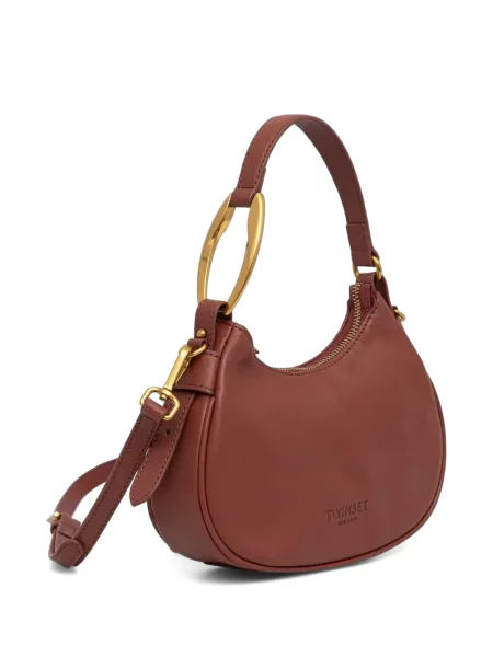 Geantă shopper Twinset din piele maro