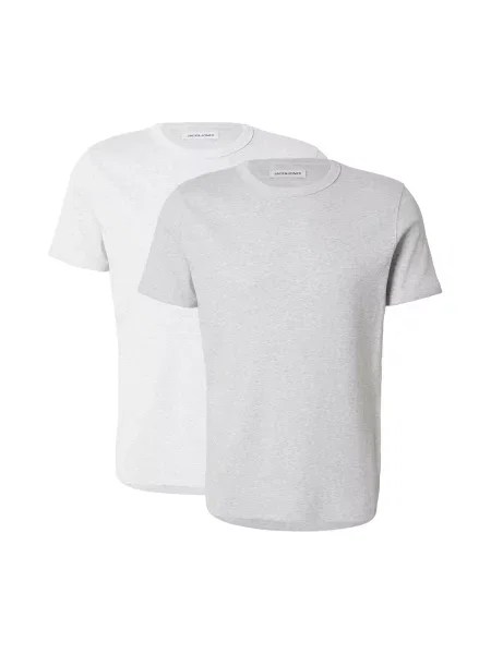 JACK & JONES Tricou JJEORGANIC gri amestecat / amestacat alb