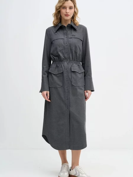 Lacoste rochie midi drept gri