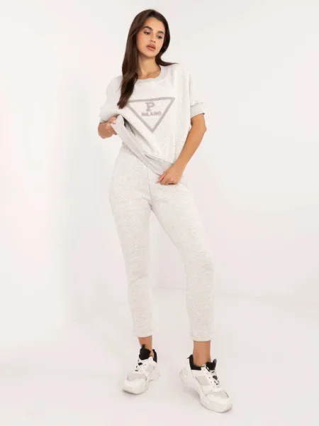 Trening Fashionhunters cu mâneci scurte melange gri
