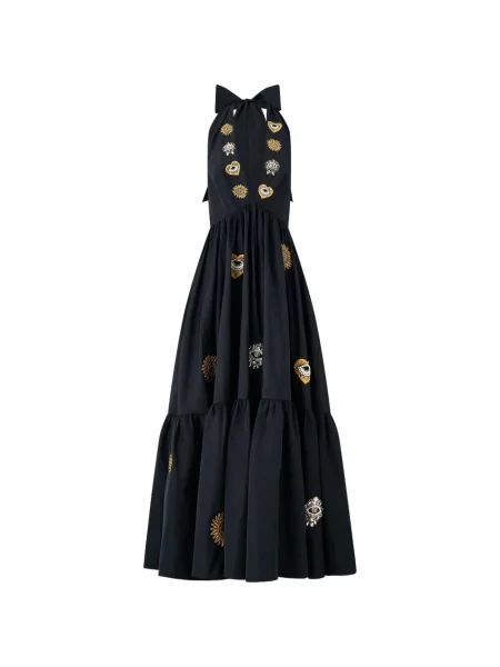 Sukienka maxi Camilla z dekoltem halter garniturowa czarna