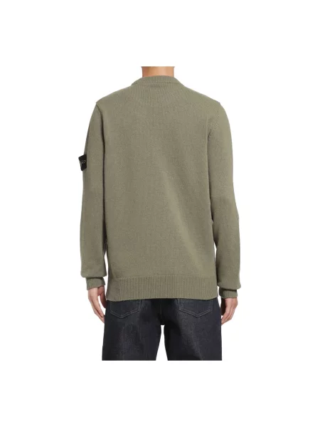 Sweter Stone Island wełniany z kamieniami szary