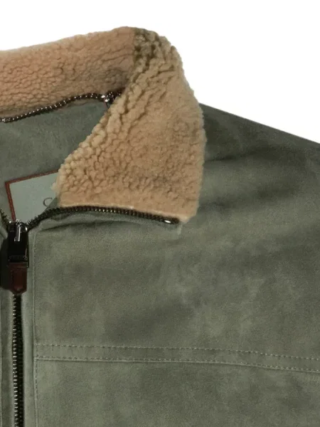 Gulerat geacă Canali din piele de căprioară verde