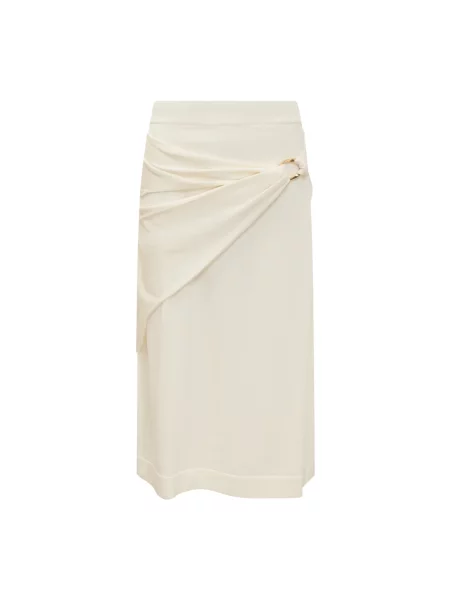 Spódnica midi Jil Sander wełniana biała