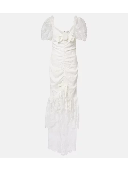 Rochie Alessandra Rich cu funde din dantelă alb