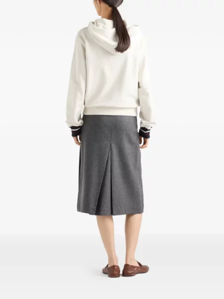Hanorac cu glugă Prada din fleece alb