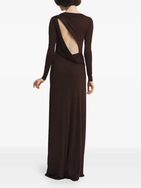 Rochie maxi 2310 Studio cu volane maro