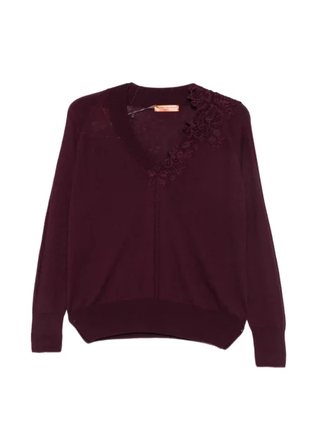 Pulover Ermanno Scervino cu decolteu în V din dantelă violet