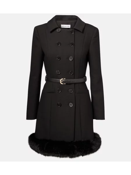 Sztuczne futro sukienka Self-portrait czarna