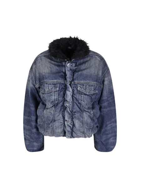 Lniana kurtka jeansowa Diesel niebieska