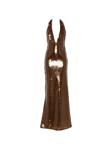 Rochie maxi The New Arrivals Ilkyaz Ozel cu paiete maro