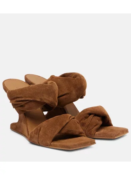 Papuci tip mules Rick Owens din piele de căprioară maro