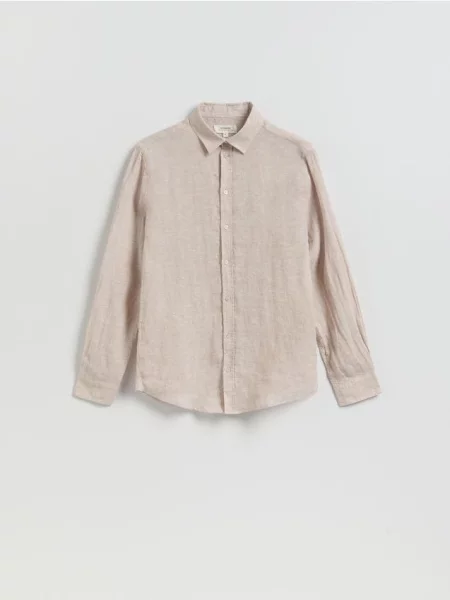 Reserved Cămașă din in croială slim bej