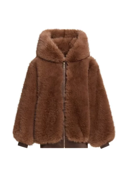 Jachetă cu glugă Elie Saab cu glugă maro
