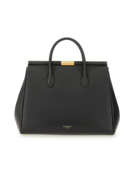 Lniana torebka Dolce And Gabbana czarna