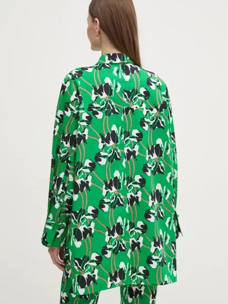 Košile DIANE VON FURSTENBERG relaxed s klasickým límcem zelená