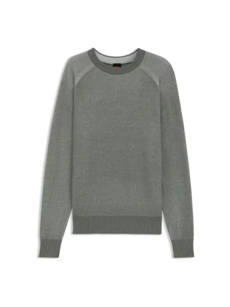 Sweter z dzianiny o kroju regular fit z mieszanki żywej wełny model ‘AKAJER’ Boss Orange szary
