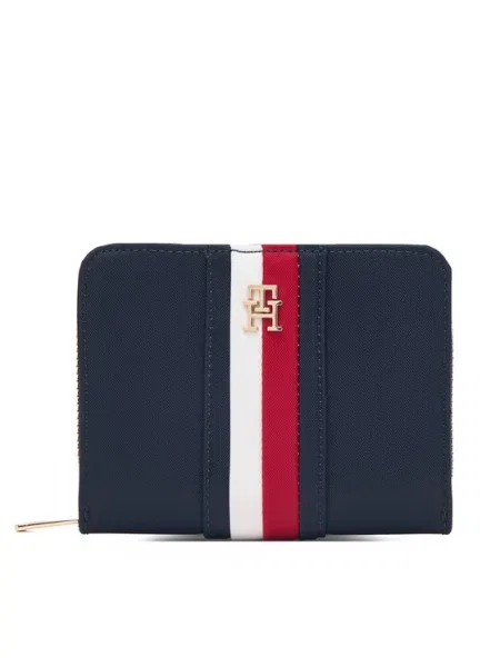 Tommy Hilfiger Piniginė Th Icon Med Za W/Flap Nylon Corp Tamsiai mėlyna balta