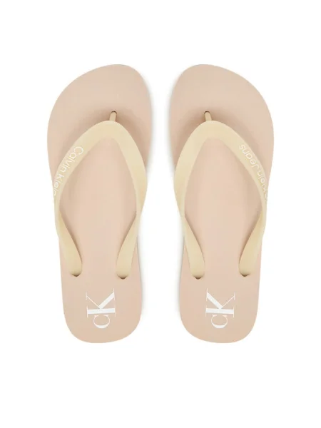 Джапанки Calvin Klein Jeans BEACH SANDAL TRANSPARENT TPU с равна подметка бежово