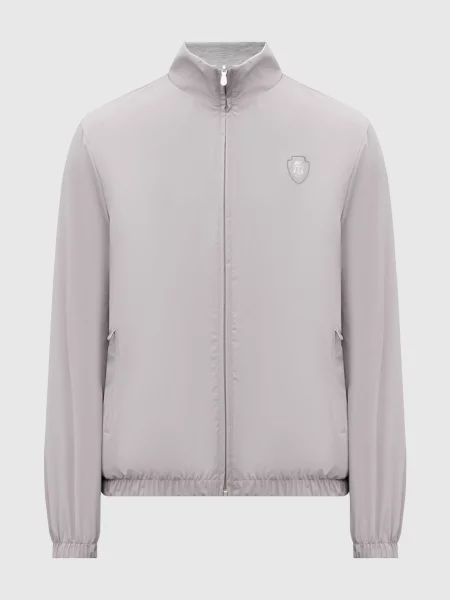 Двостороння куртка з шовком з емблемою логотипа Brunello Cucinelli сіра