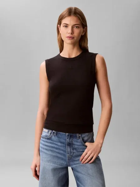 Top din denim Calvin Klein Jeans negru