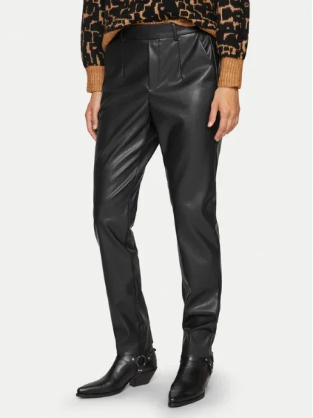 Vila Pantaloni din imitație de piele Dagmar negru