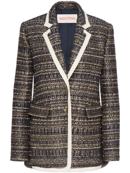 Marynarka Valentino Garavani tweedowa jednorzędowa czarna