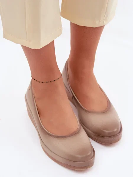 Mocasini Vinceza din piele cu platformă bej