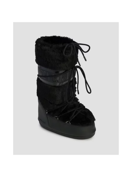 Cizme De Zăpadă Pentru Femei Moon Boot Icon Faux Fur negre