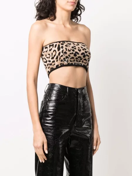 Pletený leopardí top Philipp Plein s potiskem
