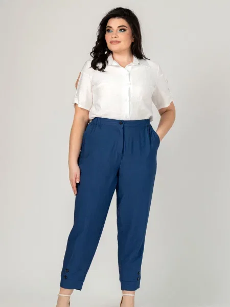 Льняные повседневные брюки All Posa синие