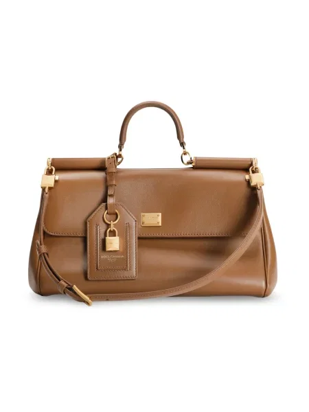 Torebka skórzana Dolce And Gabbana skórzana elegancka brązowa