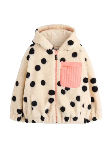 Next Jachetă fleece crem / corai negru