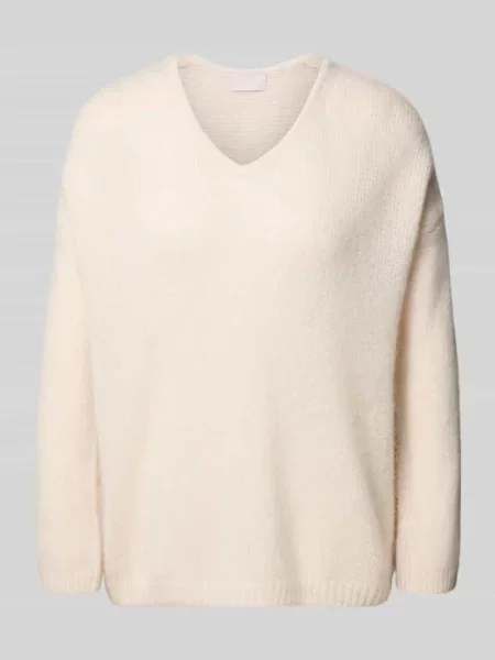 Sweter z dzianiny z mieszanki kaszmiru i jedwabiu Hemisphere biały