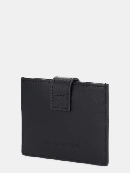 Usnjen etui za kartice Karl Lagerfeld K/AUTOGRAPH črna
