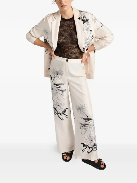 Spodnie Momoni w kwiatki białe