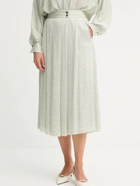 Forte Forte fustă din mătase midi evazați verde