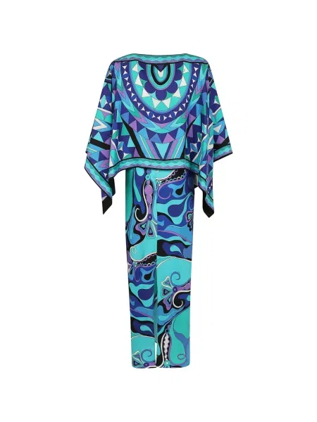 Rochie maxi Pucci cu imagine cu imprimeu geometric albastru