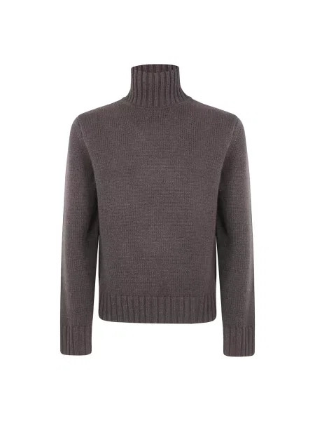 Sweter Studio Nicholson z okrągłym dekoltem brązowy