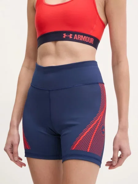 Къс панталон за трениране adidas by Stella McCartney TruePace с принт с висока талия тъмносиньо