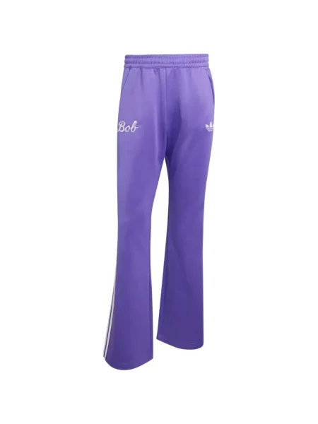 Pantaloni evazați Adidas evazat din jerseu cu cordon albastru