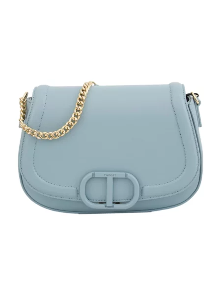 Torebka crossbody Twinset skórzana niebieska